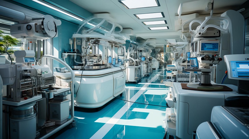 modernas instalaciones de un hospital, con su laboratorio